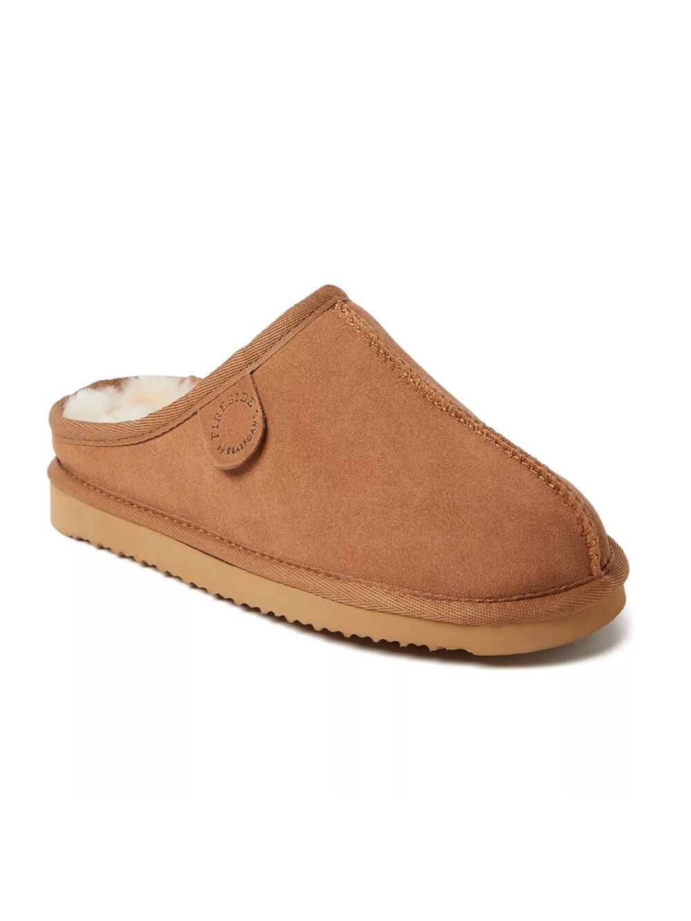 Fireside By Dearfoams Clog/Slipper Mens 9 Tan Suede Genuine Australian Shearling